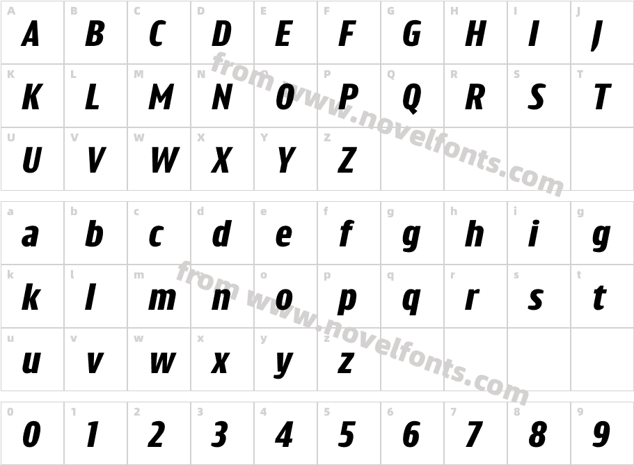 Intercom Bold ItalicCharacter Map