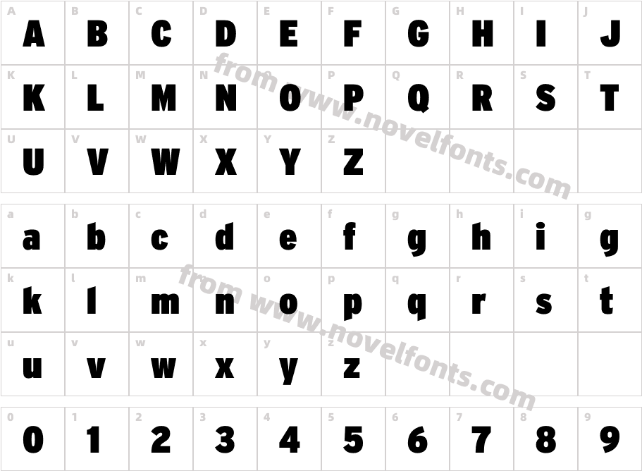 Interstate Condensed Ultra BlackCharacter Map