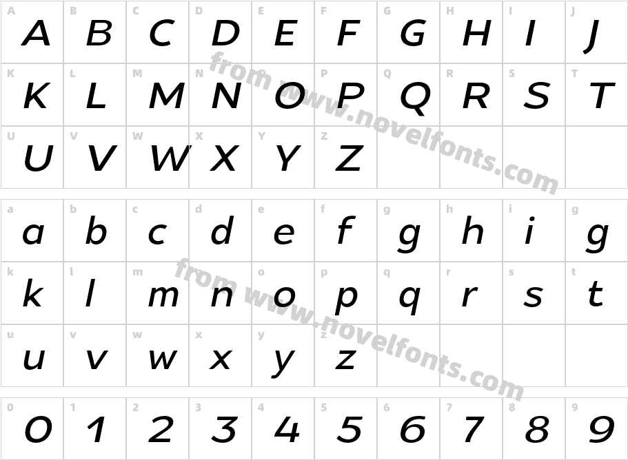 Intrigora Medium ItalicCharacter Map