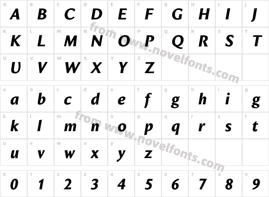 Intrinseca Bold ItalicCharacter Map