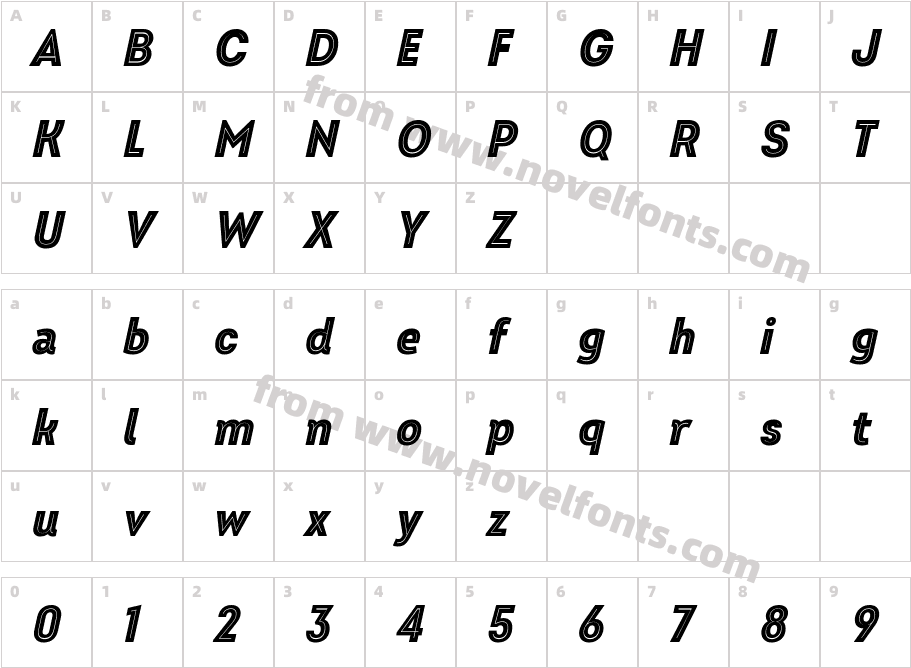 Intro Cd Trial Black Inline ObliqueCharacter Map