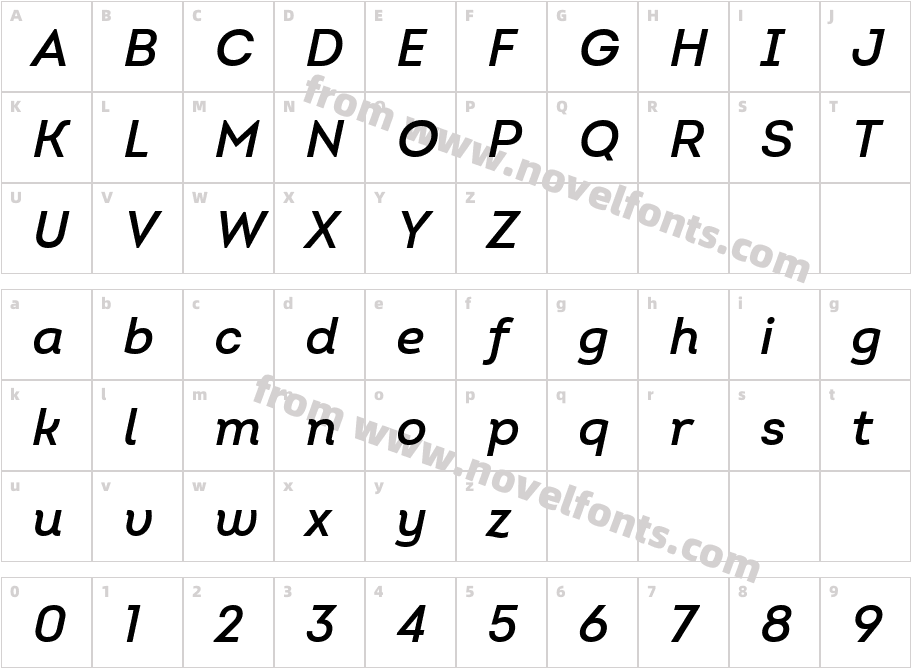 Intro Trial Semibold ItalicCharacter Map