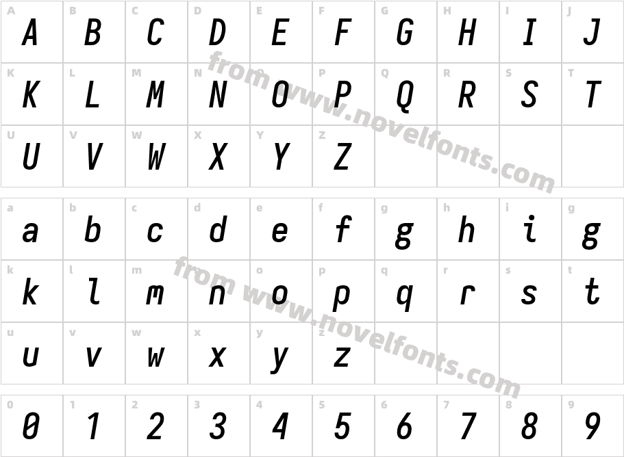 Iosevka Semibold ObliqueCharacter Map