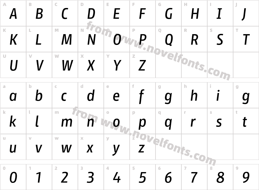 Iro Sans SlantedCharacter Map