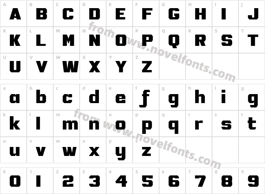 Iron On Black RegularCharacter Map