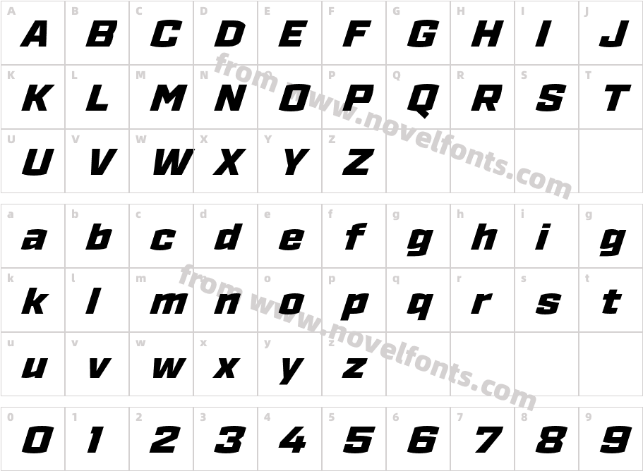 Ironstrike Black ItalicCharacter Map