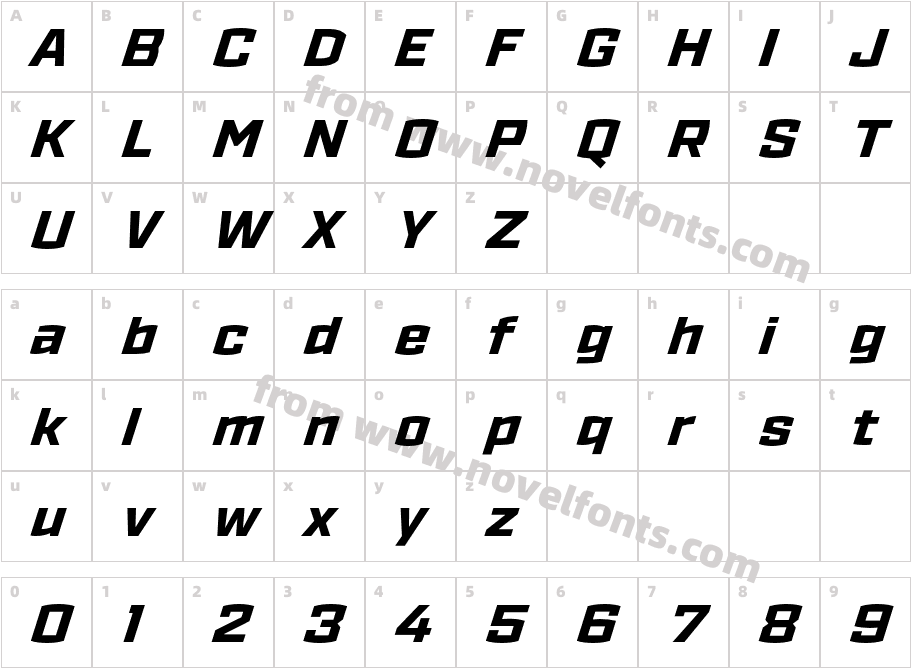 Ironstrike Extra Bold ItalicCharacter Map