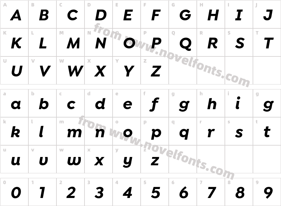 Isidora Sans Alt Bold ItalicCharacter Map