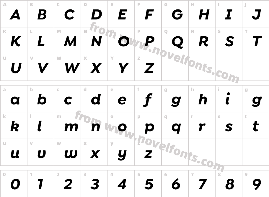 Isidora Sans Alt Bold ItalicCharacter Map