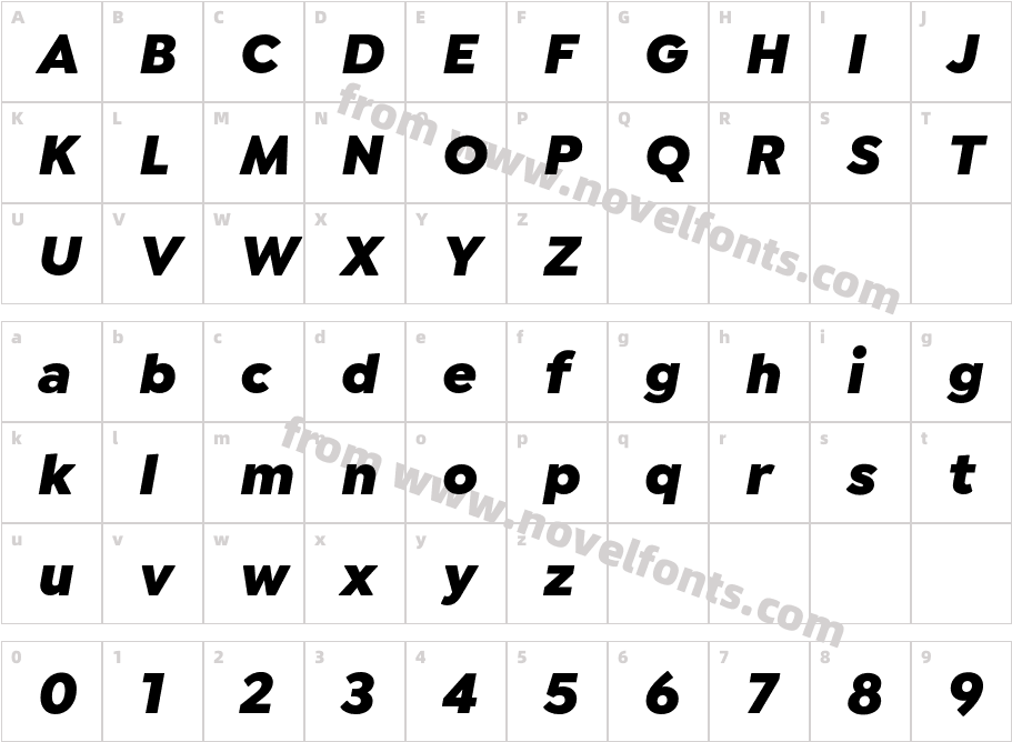Isidora Sans Black ItalicCharacter Map