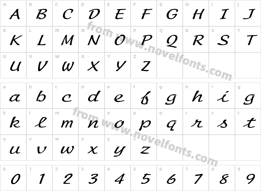 Manuscript Extended ItalicCharacter Map