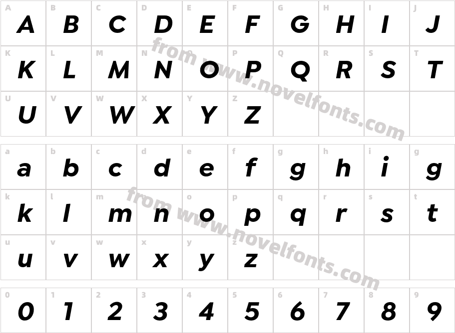 Isidora Sans Bold ItalicCharacter Map