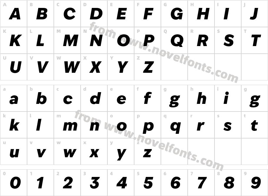 Ivy Epic Black ItalicCharacter Map