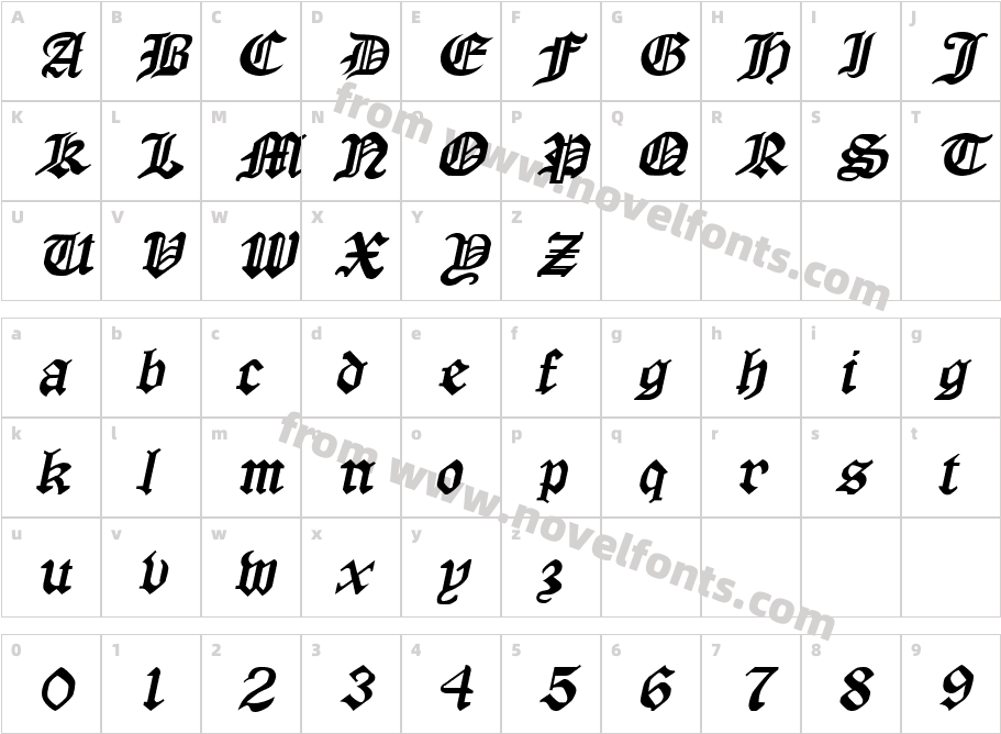 Manuscript-Extended ItalicCharacter Map