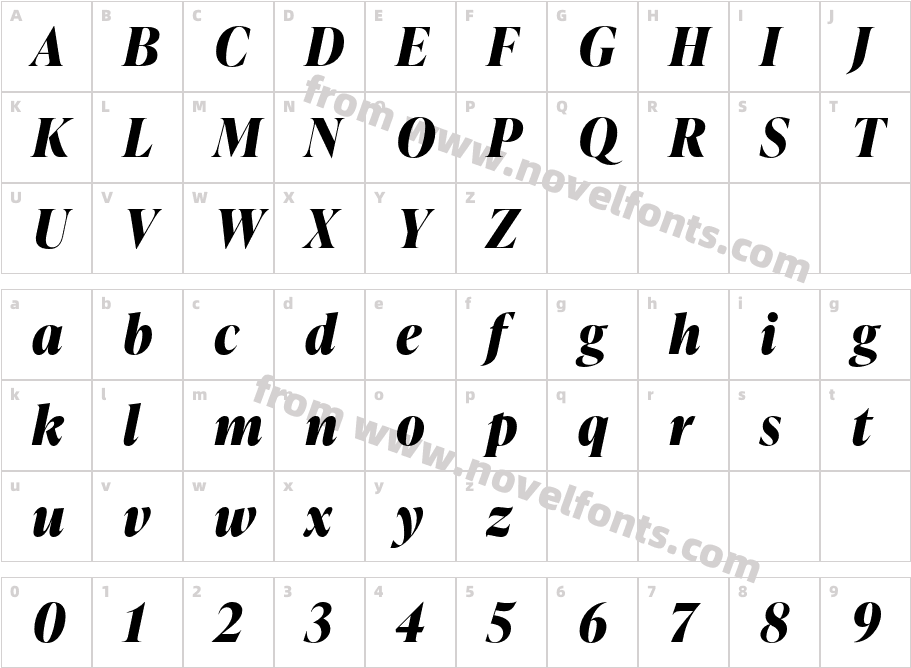 Ivy Presto Display Bold ItalicCharacter Map