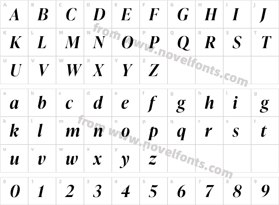 Ivy Presto Display Semibold ItalicCharacter Map