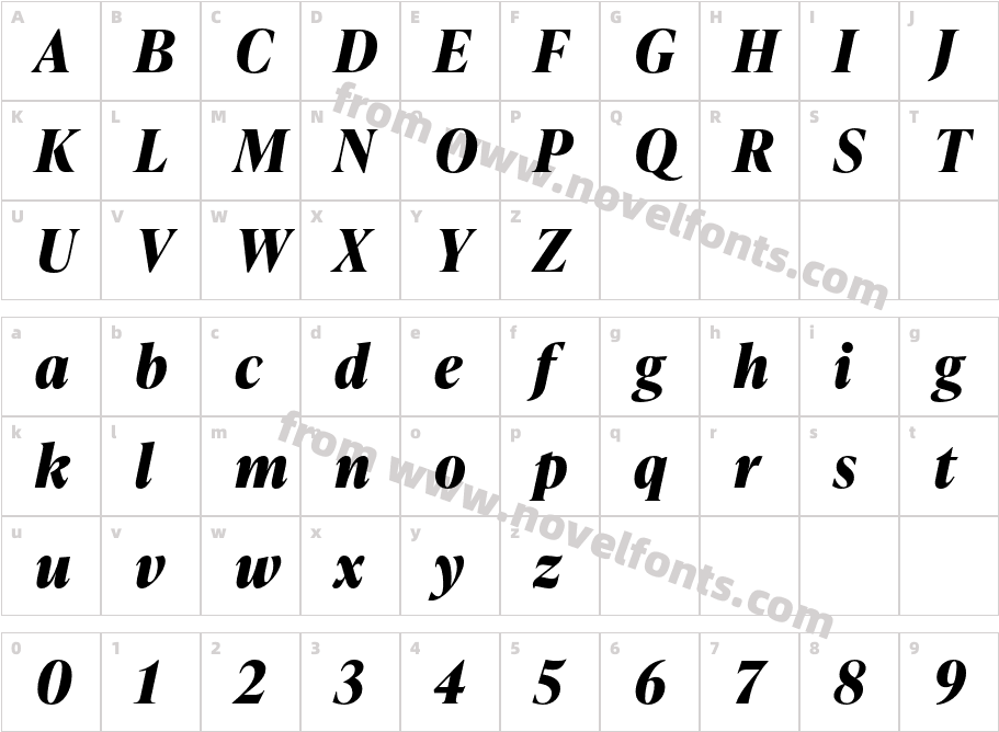 Ivy Presto Headline Bold ItalicCharacter Map