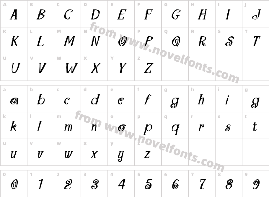 Maraca Bold ItalicCharacter Map