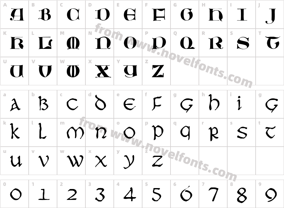 JMH Moreneta RegularCharacter Map