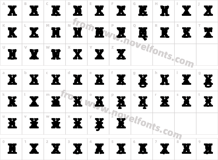 JMH Typewritermono Black Cross RegCharacter Map