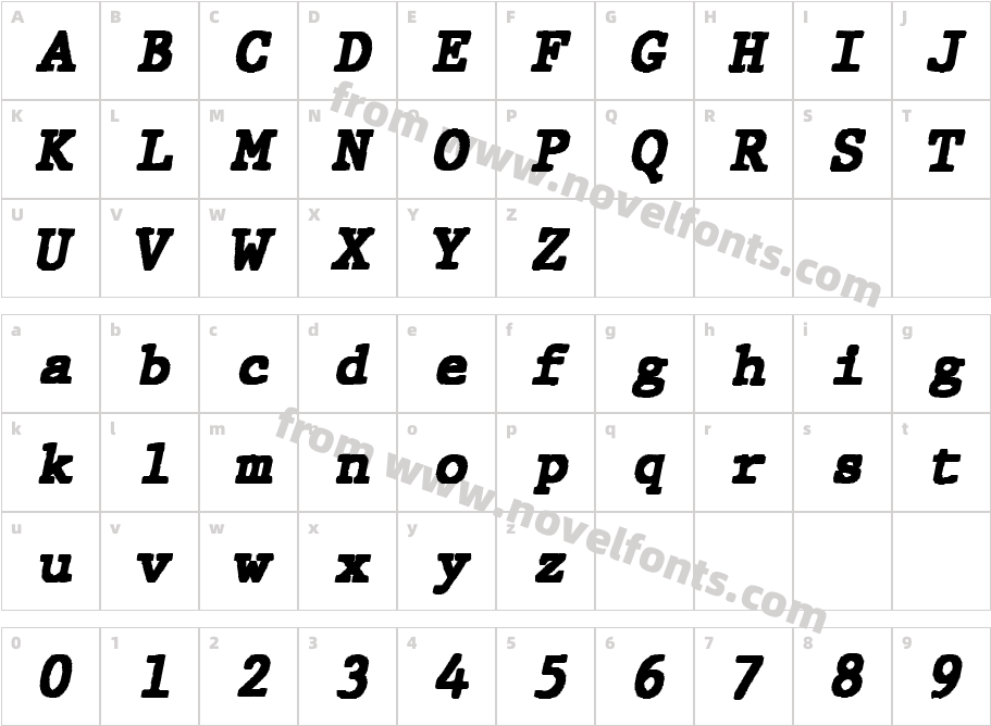 JMH Typewritermono Black ItalicCharacter Map