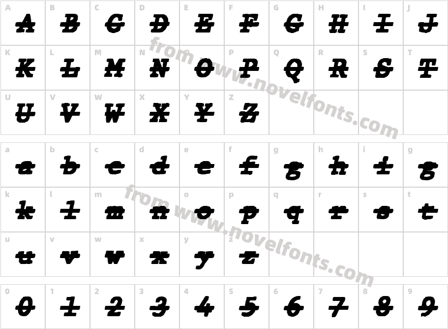 JMH Typewritermono Black Over ItalCharacter Map