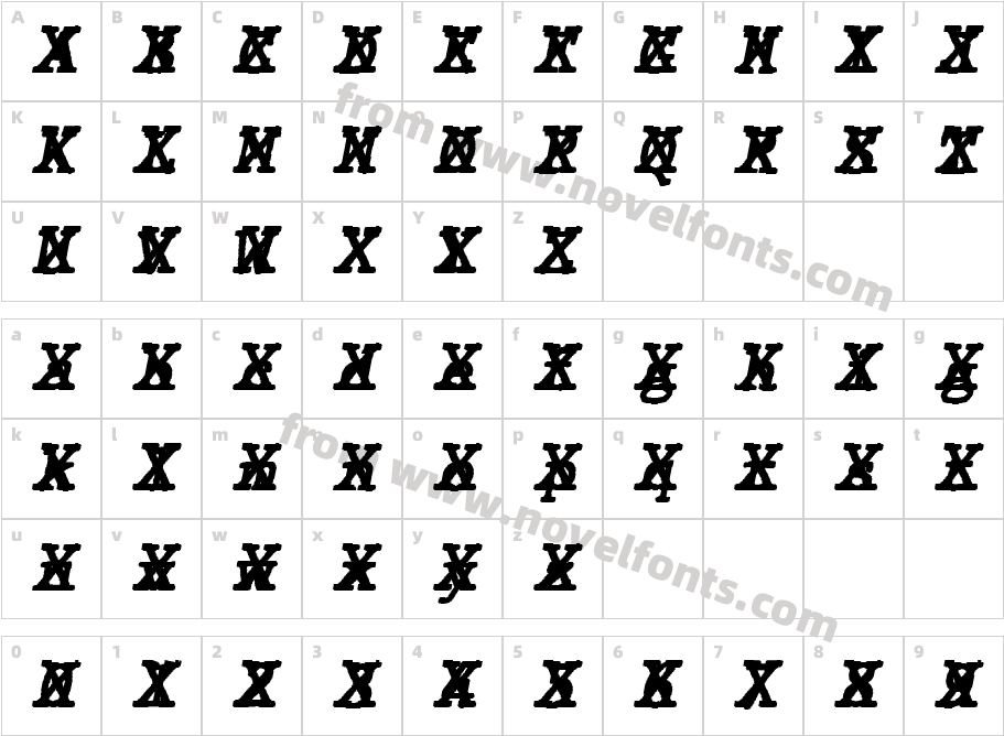 JMH Typewritermono Cross ItalicCharacter Map