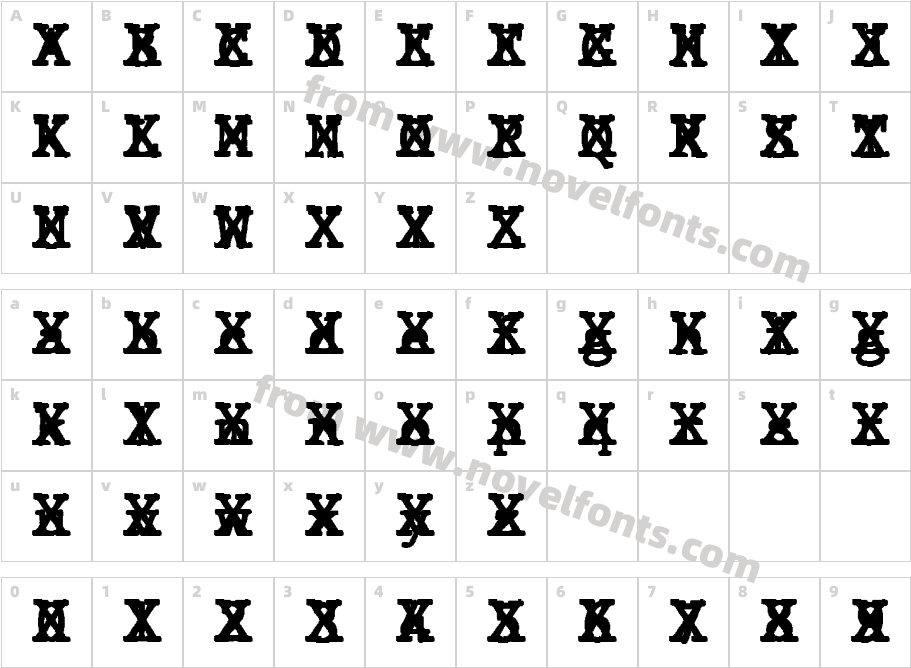 JMH Typewritermono Cross RegularCharacter Map