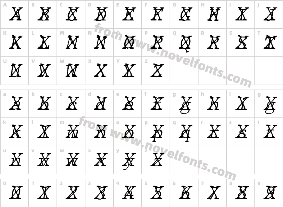 JMH Typewritermono Fine Cross ItalCharacter Map