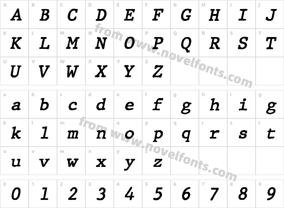 JMH Typewritermono ItalicCharacter Map