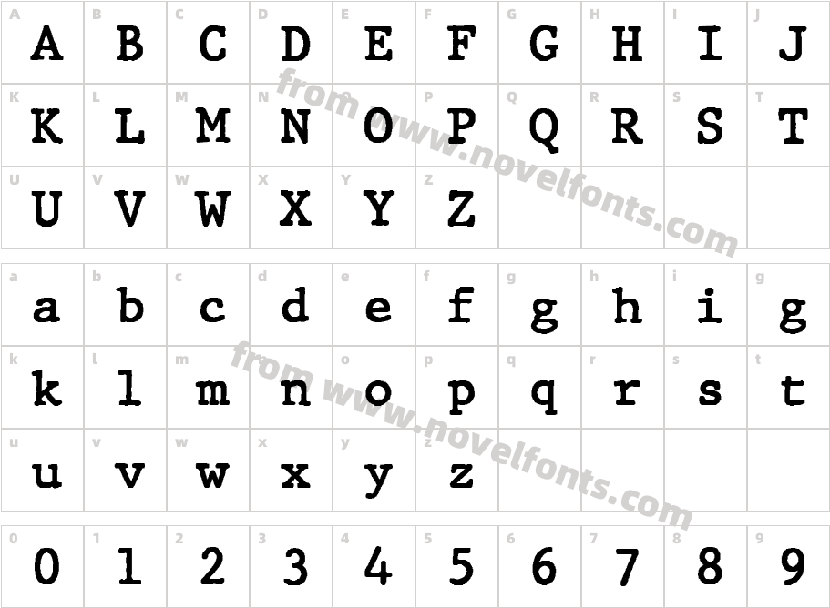 JMH Typewritermono RegularCharacter Map