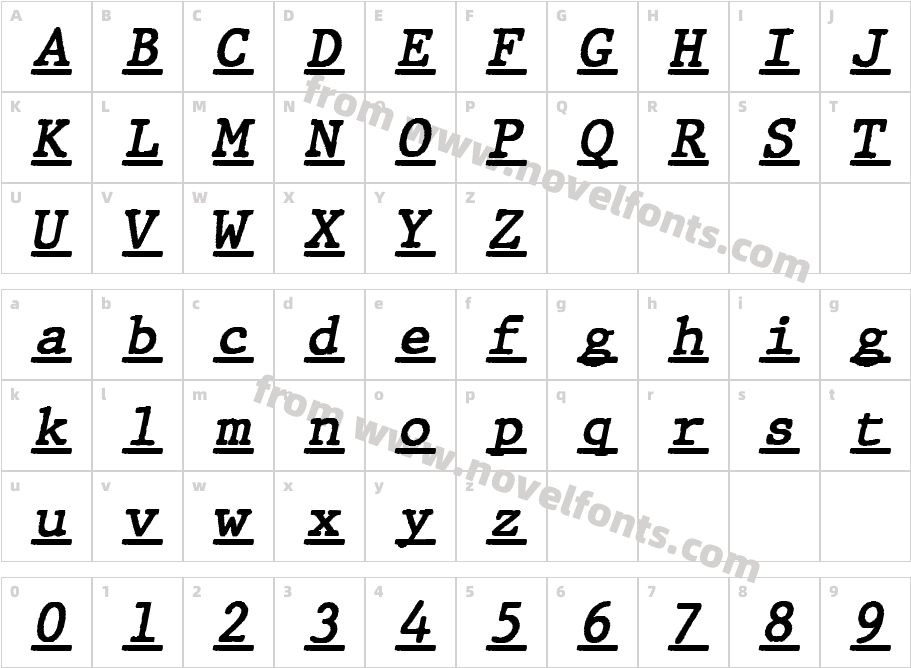 JMH Typewritermono Under ItalicCharacter Map