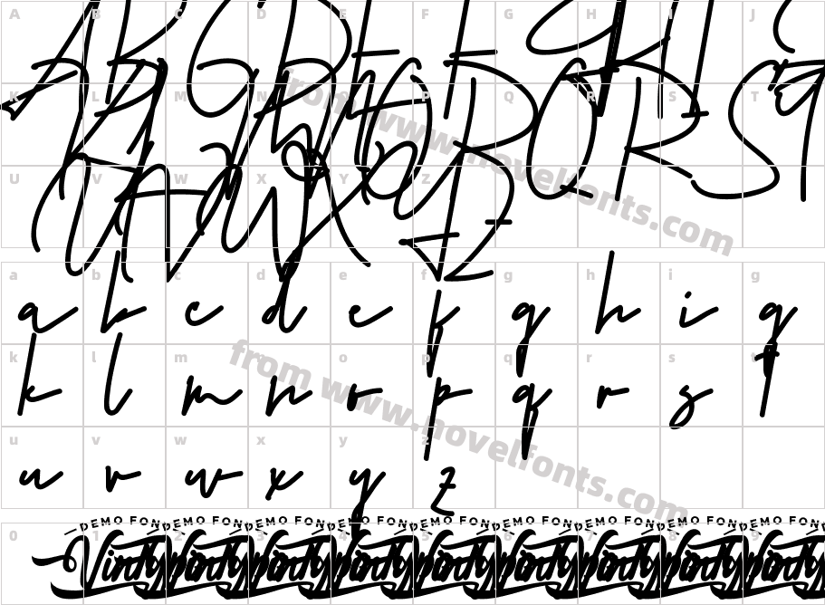James William Demo RegularCharacter Map