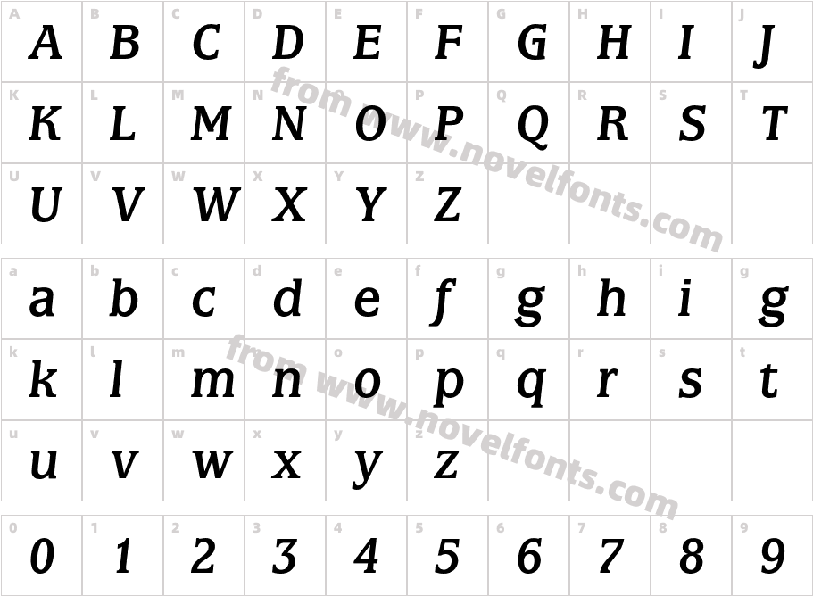 MarbrookBQ-ItalicCharacter Map