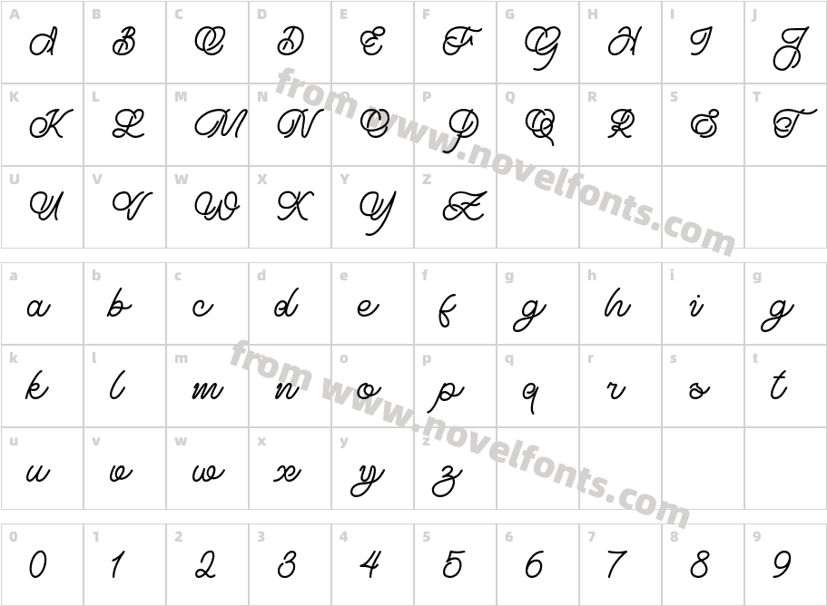 Jardine RegularCharacter Map