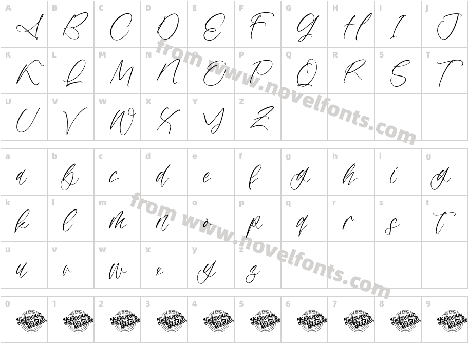 Jasmine Angeloni Italic DEMO VECharacter Map