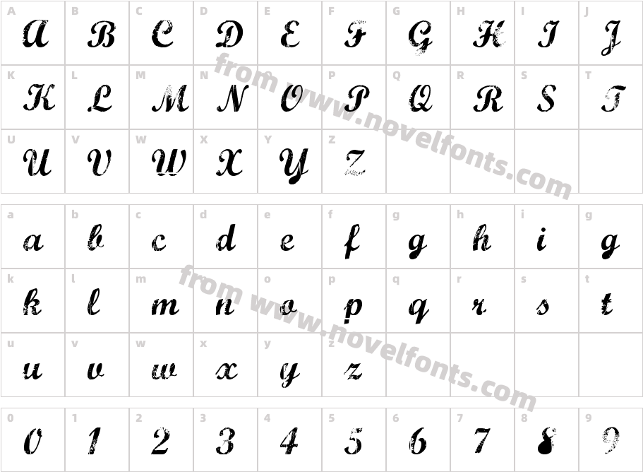 Marcelle ScriptCharacter Map