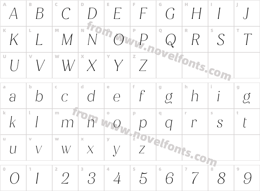 Jazmin Alt Thin ItCharacter Map