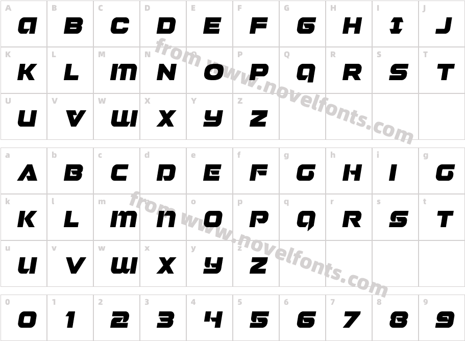 Jeebra Semi ItalicCharacter Map