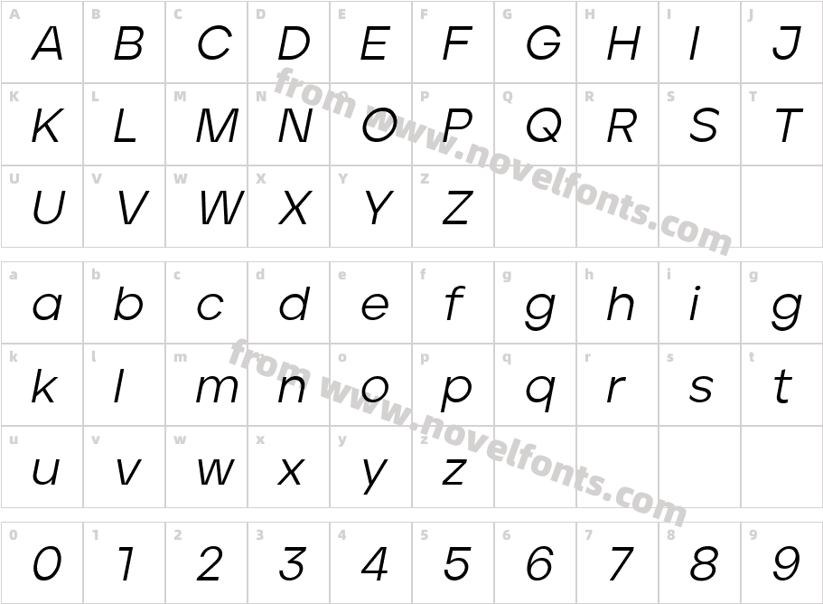 Jeko Regular ItalicCharacter Map