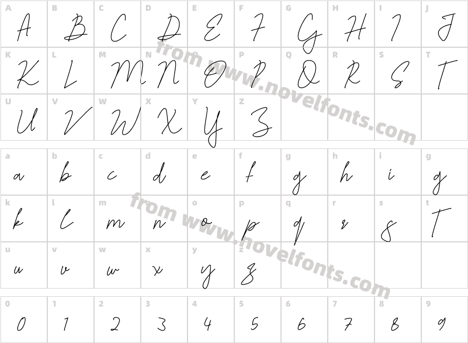 Jelitta Signature RegularCharacter Map