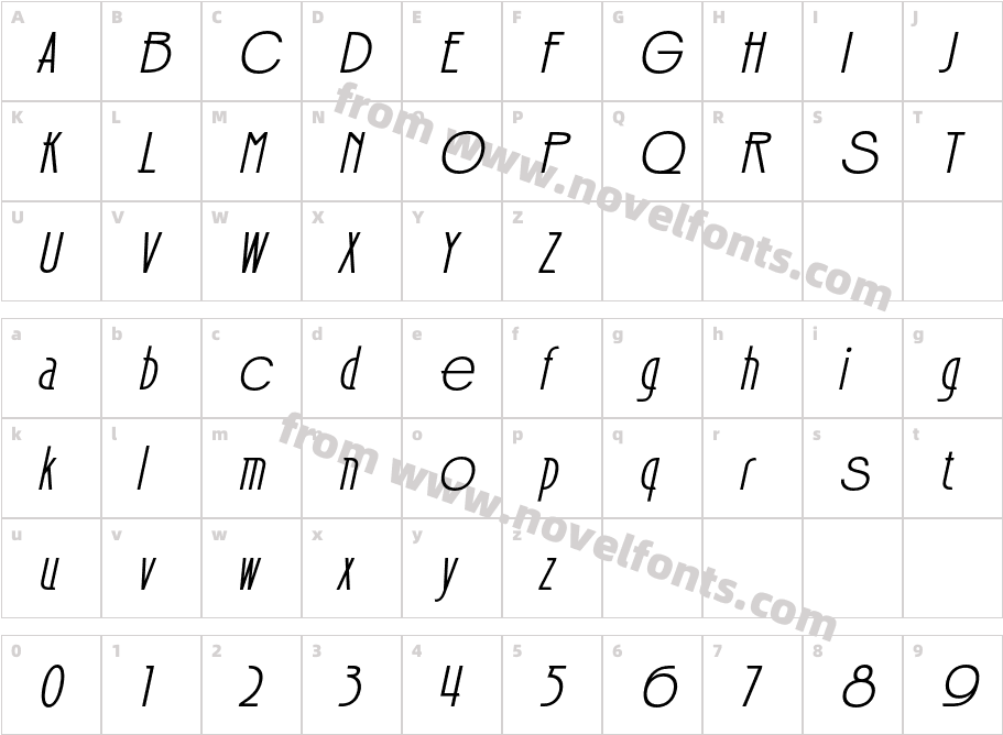 Jerio ItalicCharacter Map