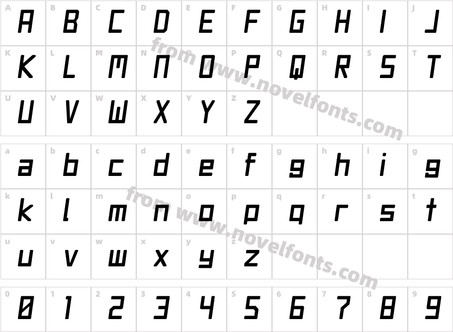 Jet Set ItalicCharacter Map