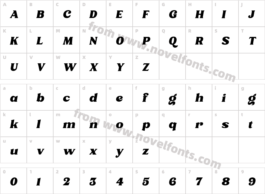 Jiftan Bold ItalicCharacter Map
