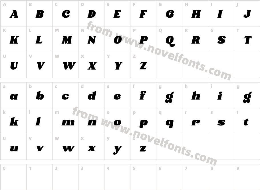 JiftanDEMO Black ItalicCharacter Map