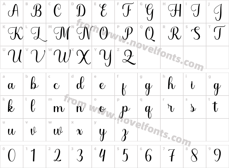 Jonalyn ScriptCharacter Map