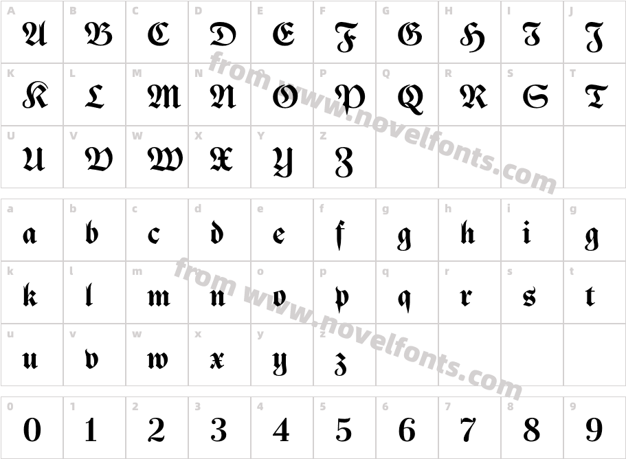 Jornada Blackletter BoldCharacter Map