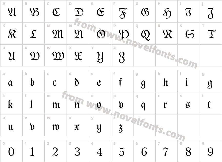 Jornada Blackletter BookCharacter Map
