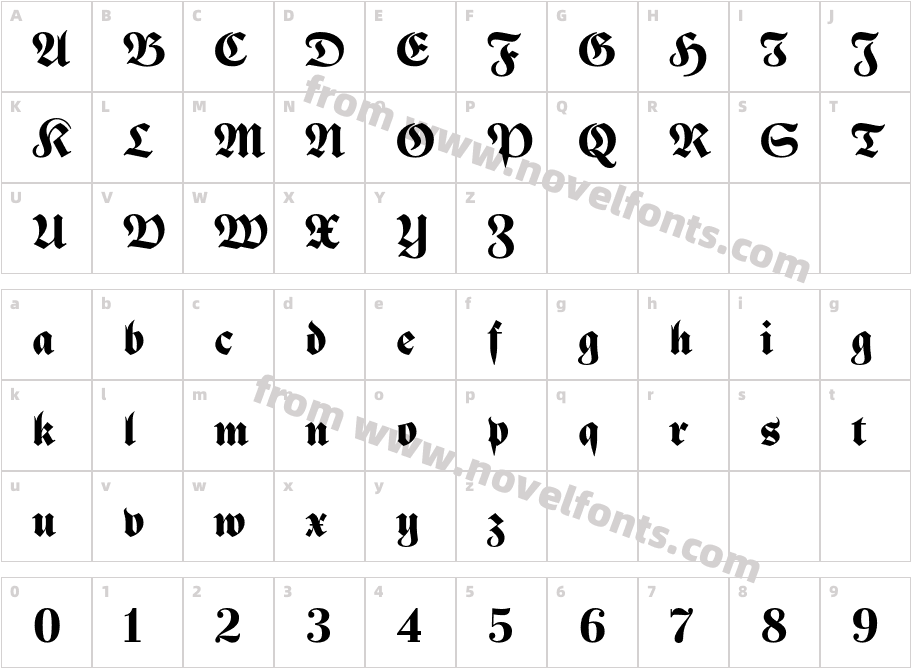 Jornada Blackletter HeavyCharacter Map