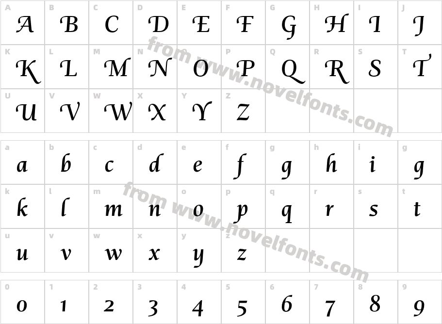 Jornada Chancery MediumCharacter Map